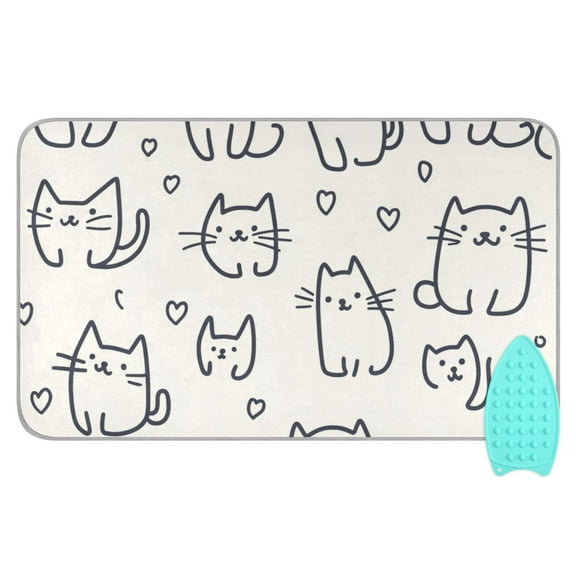 Cats Stick Figure Ironing Board Covers Heat Resistant Ironing Pad Mat Portable for Travel Washer Dryer Table