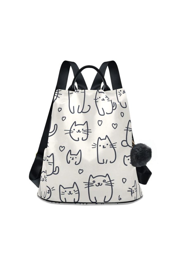 Cats Stick Figure Travel Laptops Backpack for Women Anti-theft Casual Work Bag Daypack Lightweight Laptop Bag