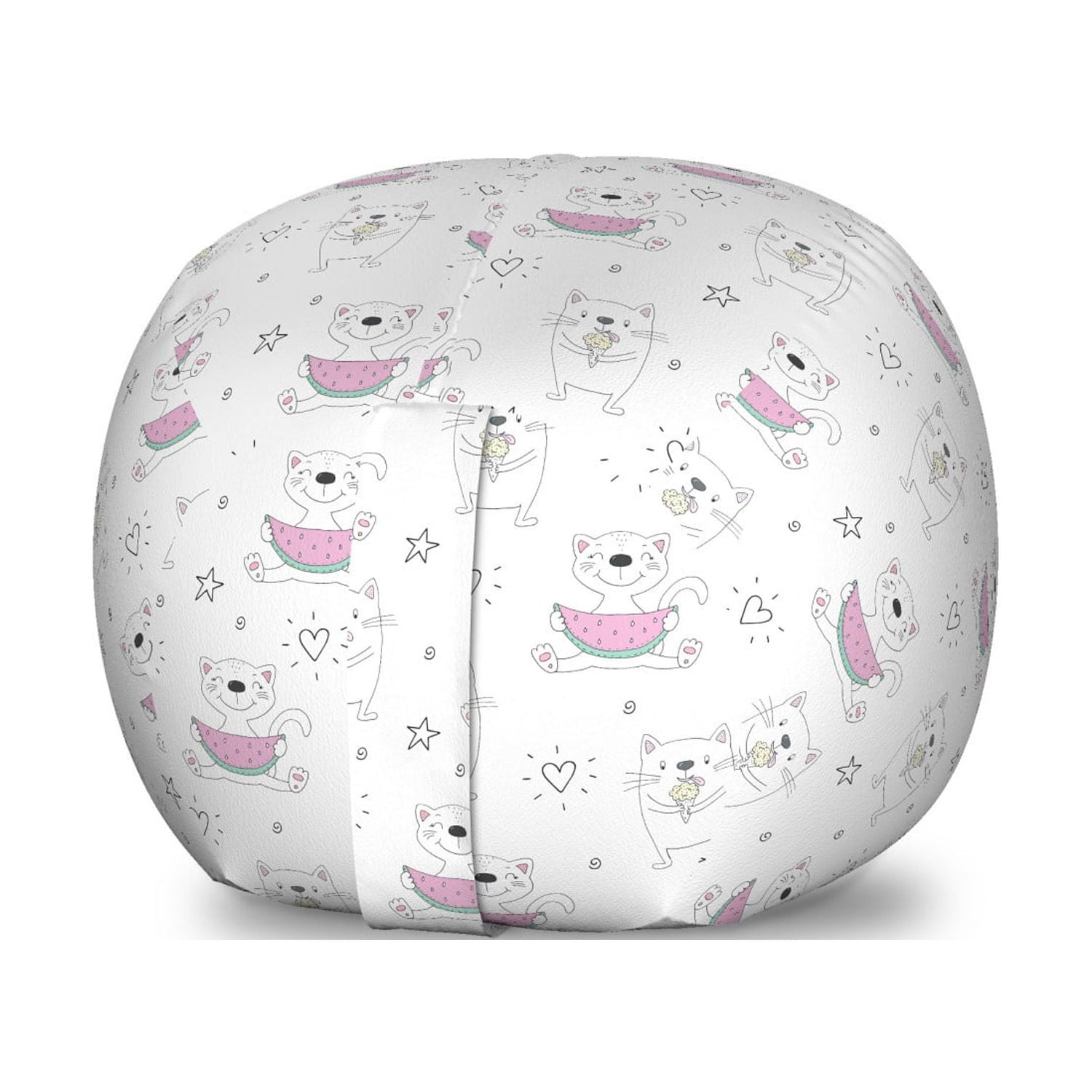 Cats Storage Toy Bag Chair Doodle Hand drawn Kittens Eating Ice