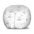thumbnail image 1 of Cats Storage Toy Bag Chair, Doodle Hand-drawn Kittens Eating Ice Cream and Watermelon, Stuffed Animal Organizer Washable Bag, Large Size, Pale Pink Mint Green, by Ambesonne, 1 of 3