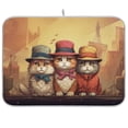 thumbnail image 1 of Cats Suits Hats Ruins Dish Drying Mat Dish Drainer Rack Mats Water Absorbent Non-Slip Easy Clean Heat Resistant for Kitchen Counter, 1 of 8
