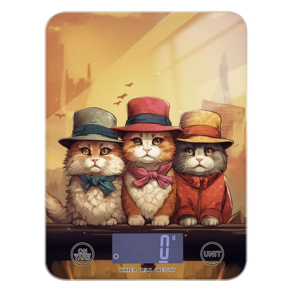 Cats Suits Hats Ruins Food Scale Digital Kitchen Scale Waterproof Tempered Glass Tare Function 11 lb for Baking Cooking Meal Prep