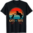 thumbnail image 1 of Cats & Tats - Cat T-Shirt men and women can wear, black, white, gifts, 1 of 4