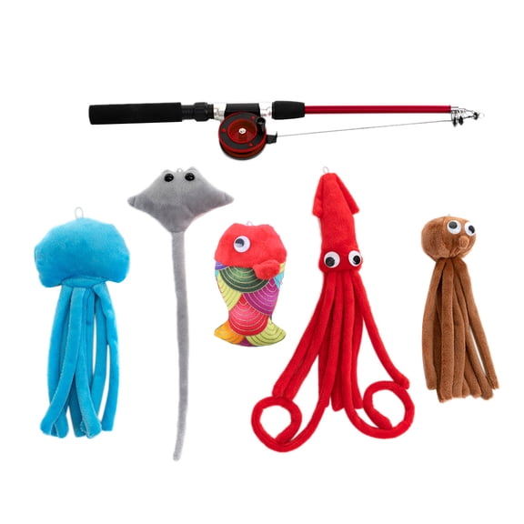 Cats Teaser Toy Interactive Kitten Teasing Wand Toy with Plush Toy Retractable for Indoor Kitten Playing Chasing