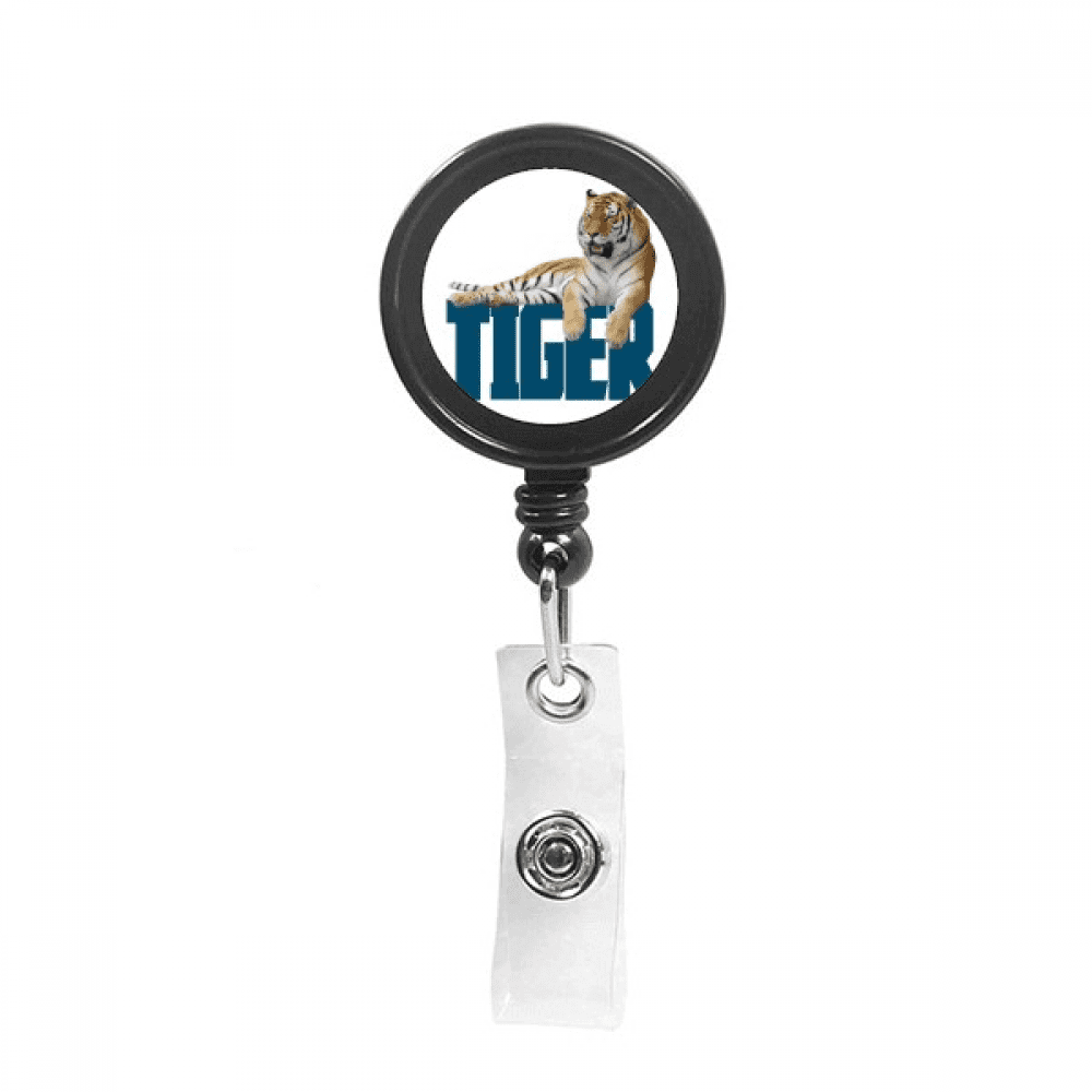 Cats Tigers Tigers Fierce English Retractable Keychain Badge Holder ID Badge
