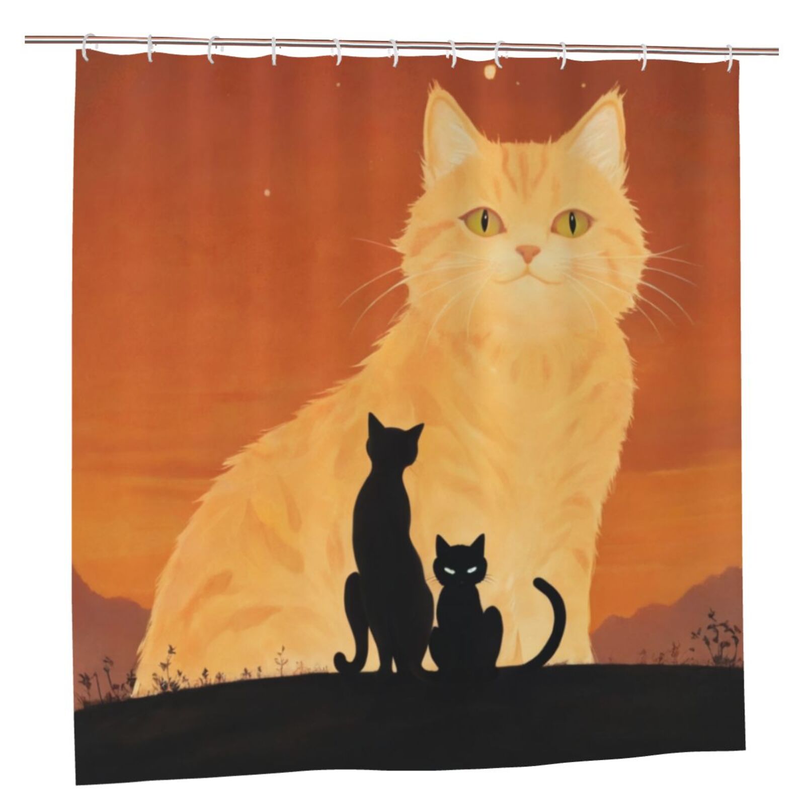 Cats Time to Shine Shower Curtain, Waterproof Fabric Shower Curtain