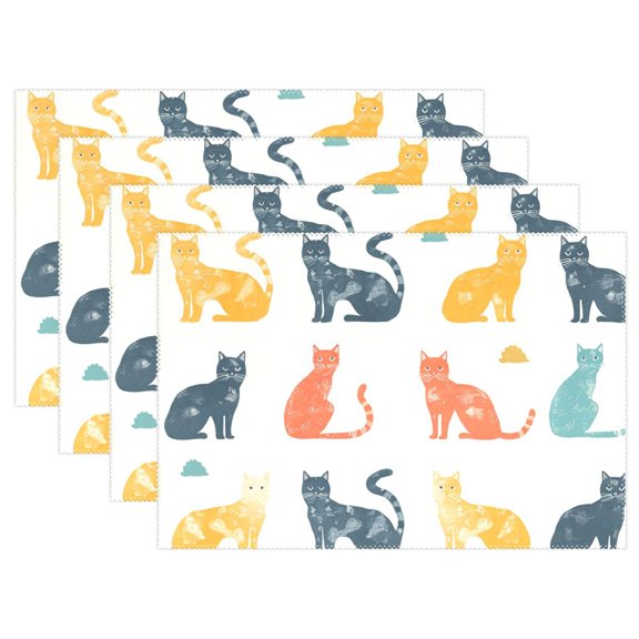 Cats Triangles 12×18 inch Placemats Heat Resistant Washable Foldable Rectangular Placemats Set Decoration Indoor Outdoor for Kitchen Dining Table 1PC