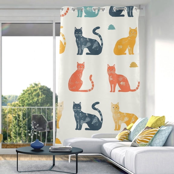 Cats Triangles Blackout Curtain Panels Drapes Privacy Assured with Light Filtering Curtains for Living room Bedroom Bathroom Window