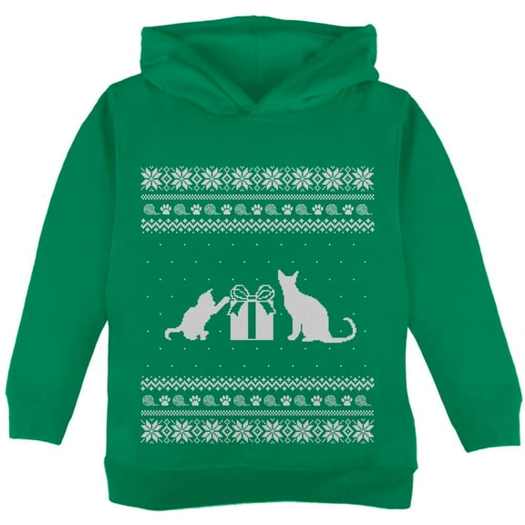 Cats Ugly Christmas Sweater Green Toddler Hoodie