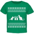 thumbnail image 1 of Cats Ugly Christmas Sweater Green Toddler T-Shirt, 1 of 1