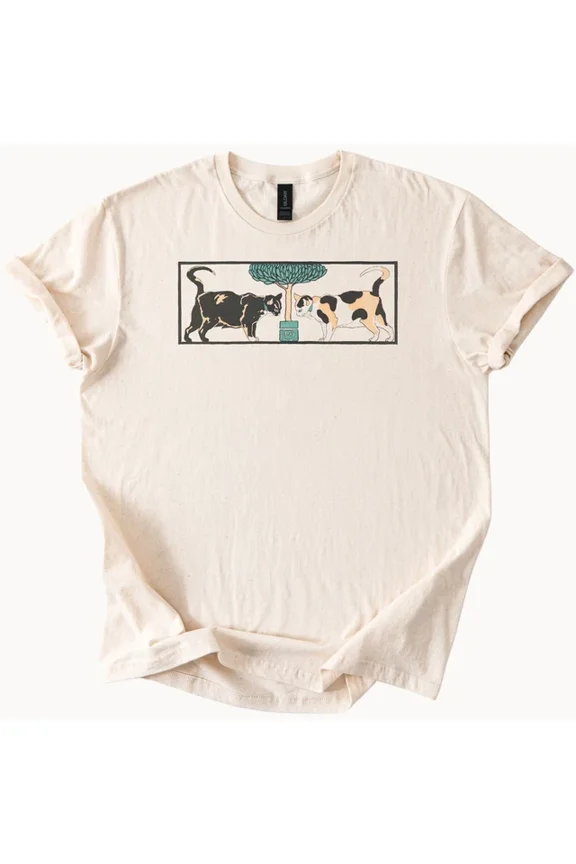 Cats Under Tree Graphic Tee Unique Feline Tshirt Size S-5Xl Heygategoo Tee