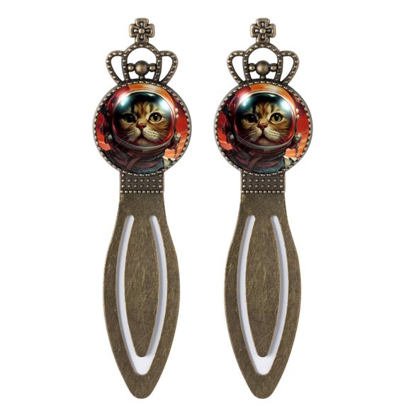 Cats Vintage Copper Crown-Shaped Bookmarks Made- Reading Accessories and Book Markers for Book Lovers - Book Accessories