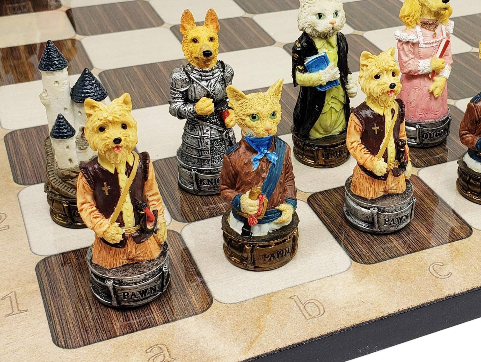 Free Shipping! Cats Vs Dogs Animals Chess Set With 17