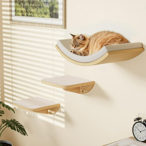 Picture of Cats Wall Shelves with Sponge Mat, Cat Climbing Tree with 2 Steps and ...