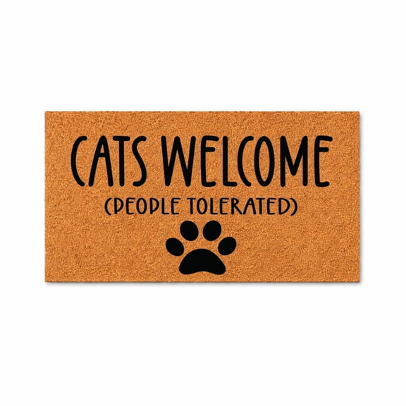 Cats Welcome People Tolerated Doormat, Funny Cat Paw Print Entry Mat, Front Door Welcome Rug, Indoor Outdoor Door Mat 3279 (16x24 inches) 3279