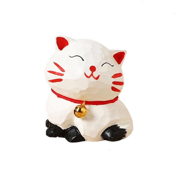 Cats Wood Statuette Shelf Decoration Sculpture Home Decoration Wood Cats Sculpture Carving Desk top Statue