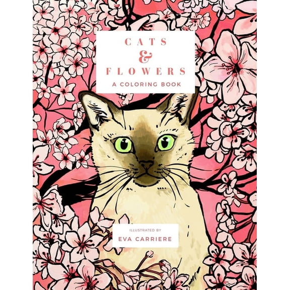 Cats & Flowers: A Coloring Book, (Paperback)