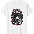Cats and Charm Cat Lover Gifts Halloween Men Boys Football Fan TShirt