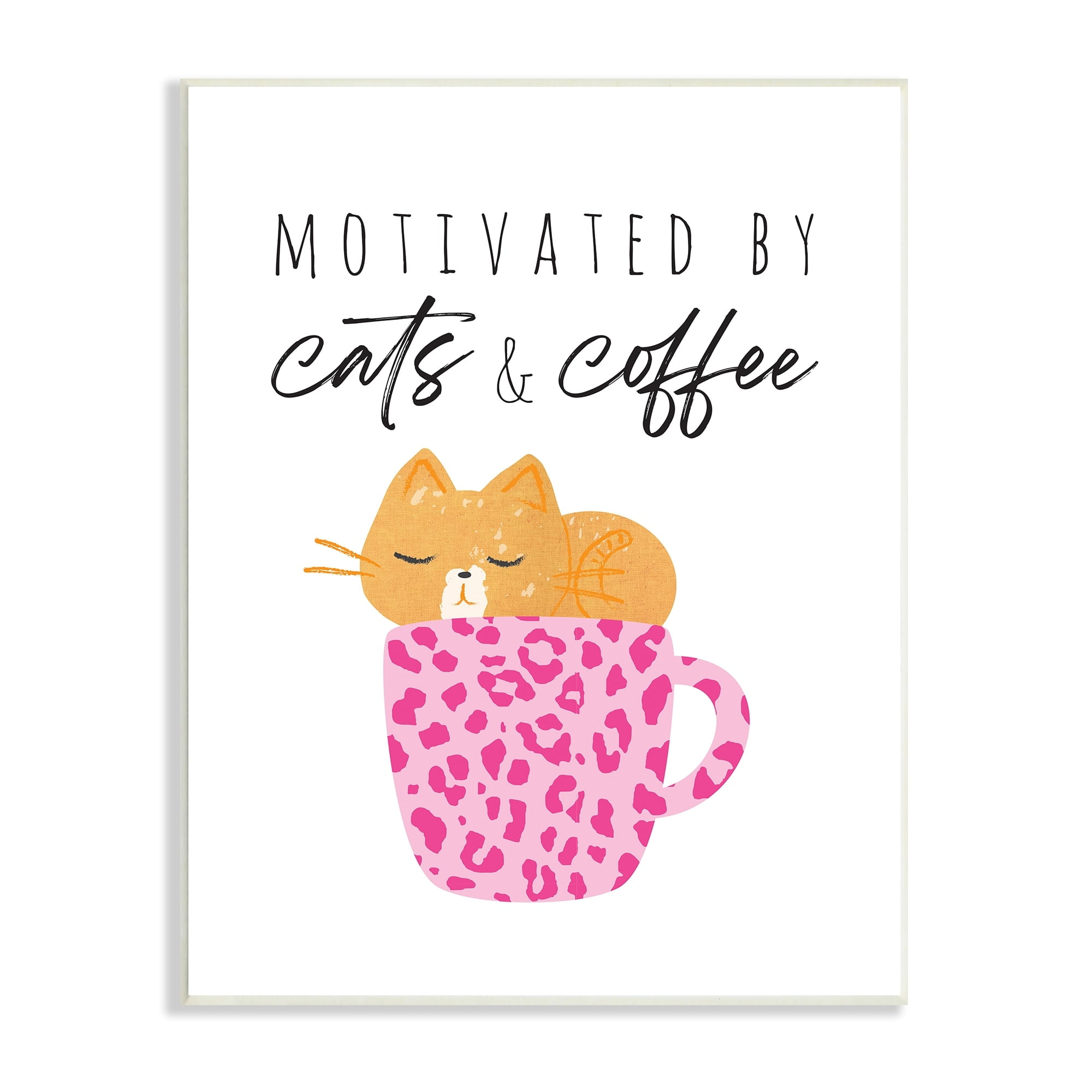 Stupell Industries Cats and Coffee Motivation Pink Cheetah Print Mug, 13 x 19, Design by Jennifer McCully