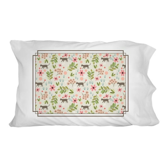 Cats and Flowers Novelty Bedding Pillowcase