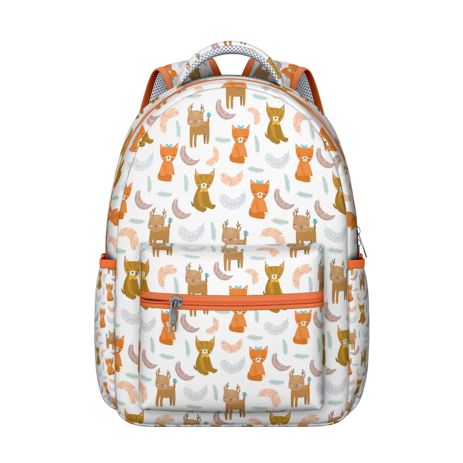 Cats and Flowers Print Student School Backpack with Geometric Cat Pattern and Abstract Cat Art Artistic Minimalist Design