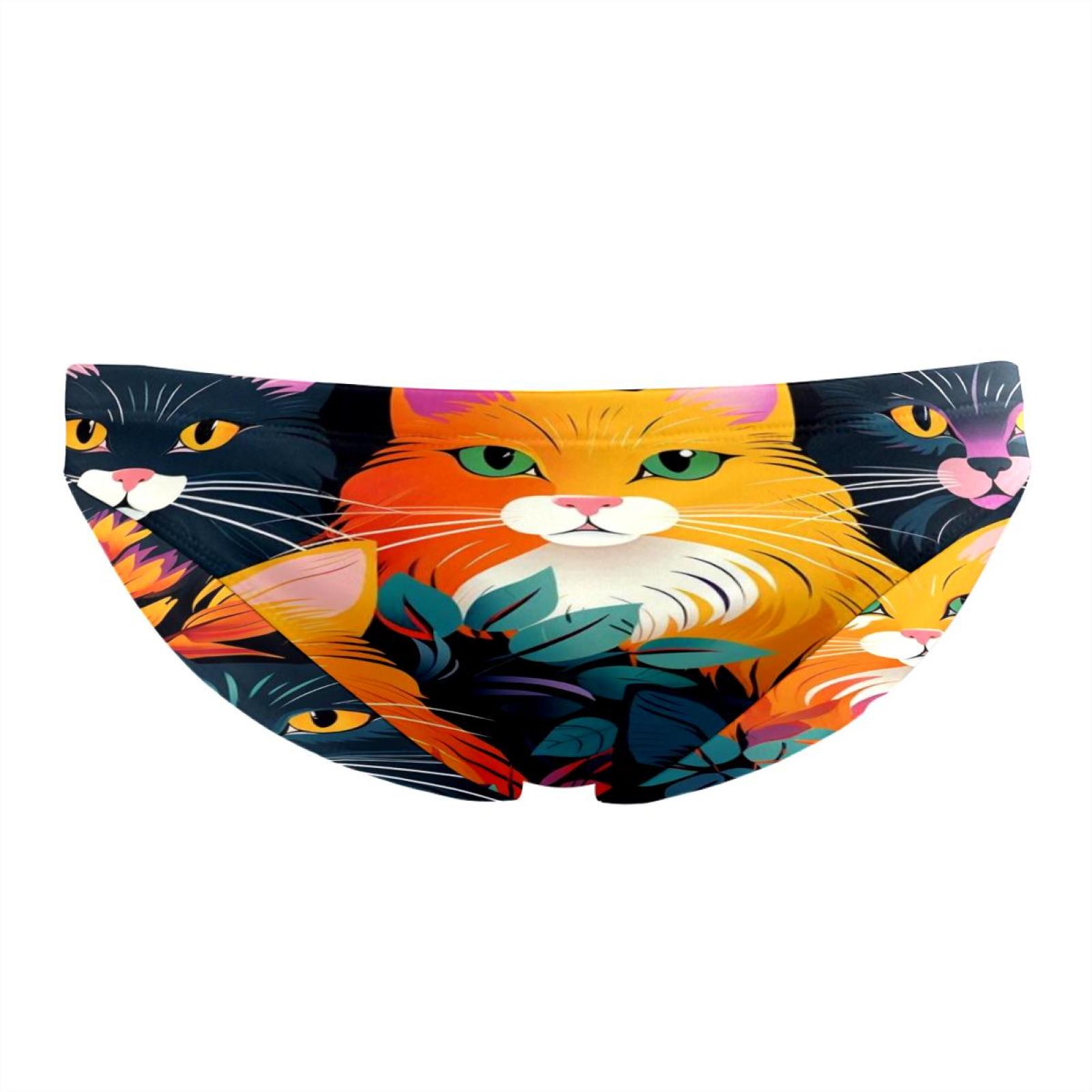 Cats and Leave Men Swimsuit Briefs, Quick Dry Swimwear Bikini Underwear