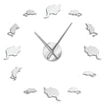 thumbnail image 1 of Cats and Mice Decorative DIY Wall Clock Kids Room Wall Art Frameless Mouse Design Mirror Effect Stickers Watch Housewarming Gift(Silver,47inch), 1 of 9