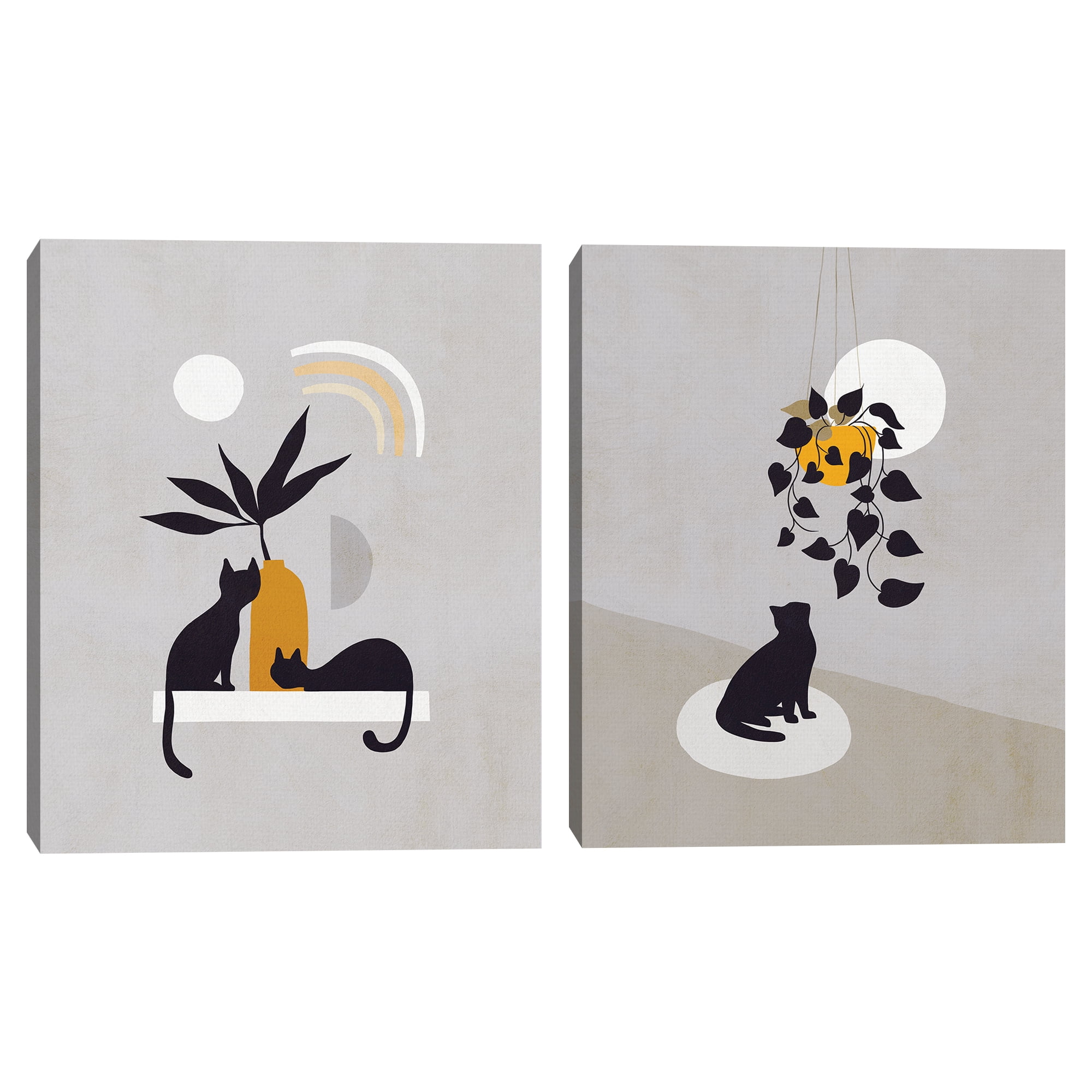 Cats and Nature 1 & 3 by Dominique Vari Canvas Art Print