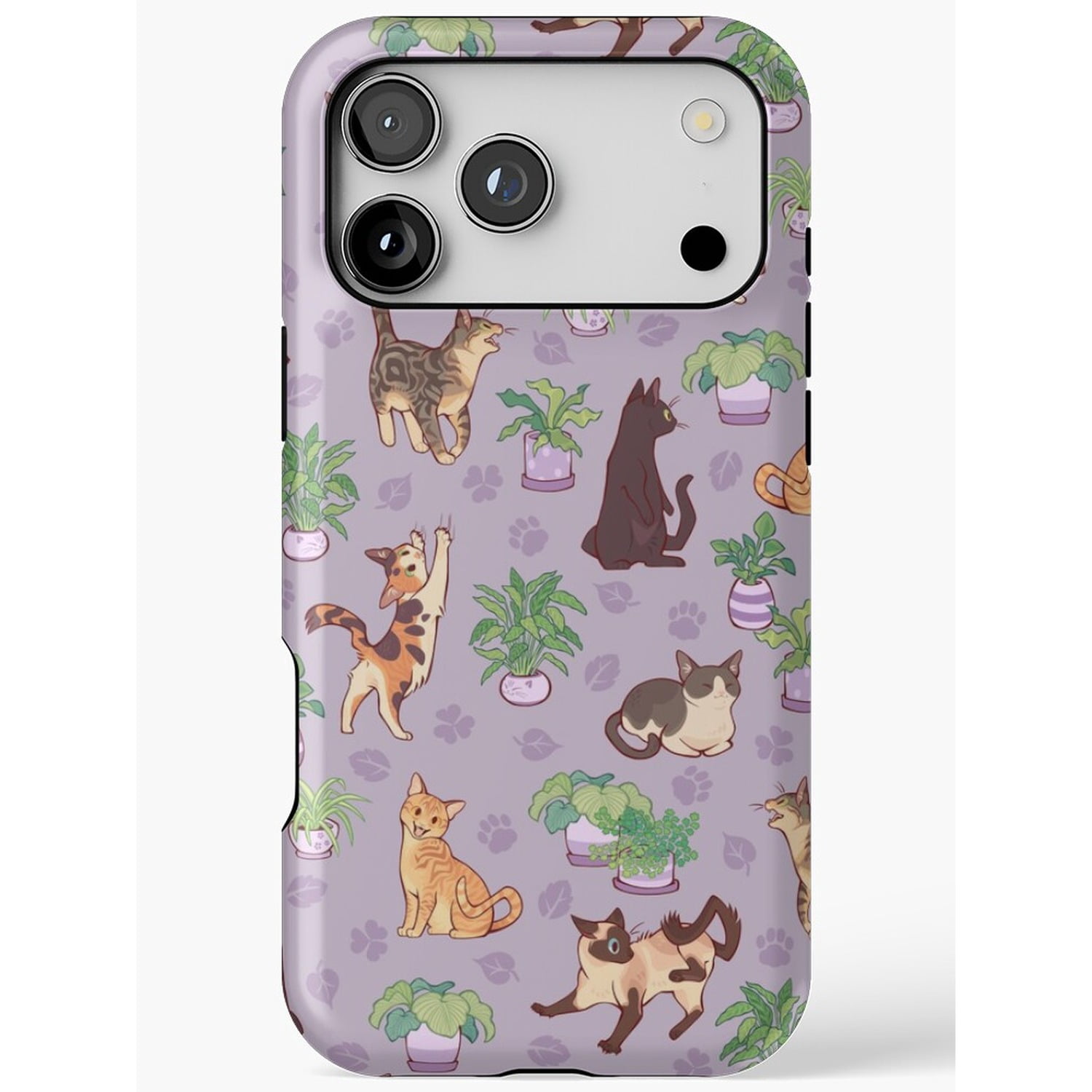 Cats and Potted Plants Lavender Tough Case for Apple iPhone, Dual-Layer ...