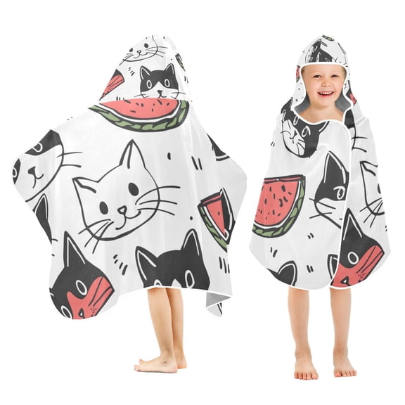 Cats and Watermelons Kid Bath Towels Bath Beach Towel Super Soft and Absorbent for Kid Girl Boy Babie Toddler Infant
