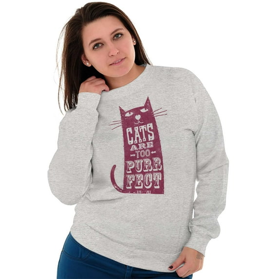 Cats are Purrfect Cute Kitty Lovers Women Crewneck Sweatshirt Brisco Brands S