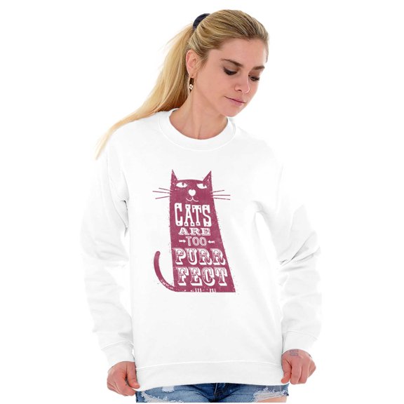Cats are Purrfect Cute Kitty Lovers Women Crewneck Sweatshirt Brisco Brands S