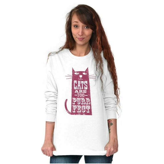 Cats are Purrfect Cute Kitty Lovers Women's Long Sleeve T Shirt Brisco Brands S
