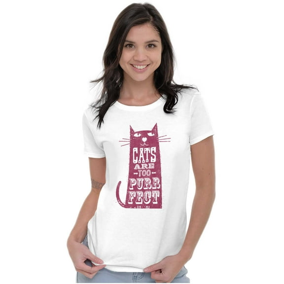 Cats are Purrfect Cute Kitty Lovers Womens Slim Fit Graphic Tee Brisco Brands S