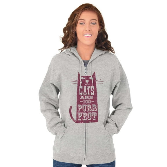 Cats are Purrfect Cute Kitty Lovers Women Plus Size Zipper Hoodie Brisco Brands 2X