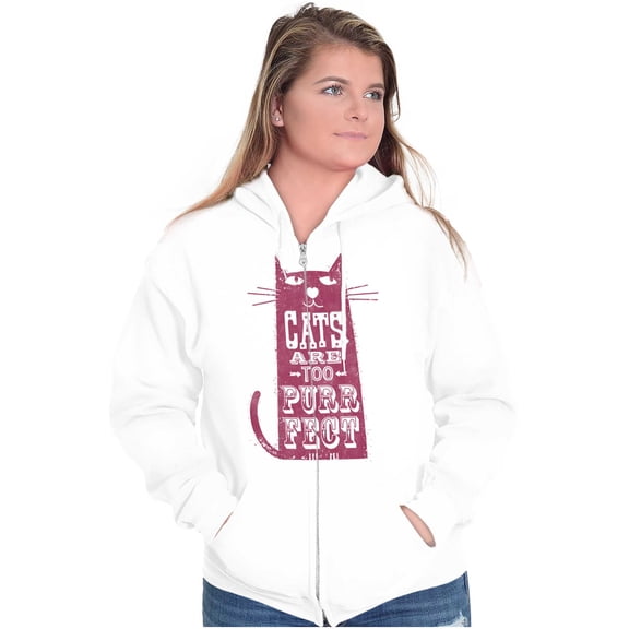 Cats are Purrfect Cute Kitty Lovers Zip Hoodie Sweatshirt Women Brisco Brands L