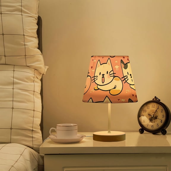 Cats in Pink LED Desk Lamp Table Lamp USB Bedside Nightstand Small Lamp for Bedroom Living Room Kids Room