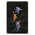 thumbnail image 1 of Cats in Space - Hawaiian Cats (Popoki) - From an Original Hawaii Watercolor Painting by Peggy Chun - 8 x 12 inch Vintage Metal Tin Sign, 1 of 4