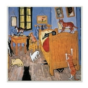 Cats in The Bedroom Classic Parody 12 in x 12 in Framed Drawing Art Print, by Stupell Home Décor