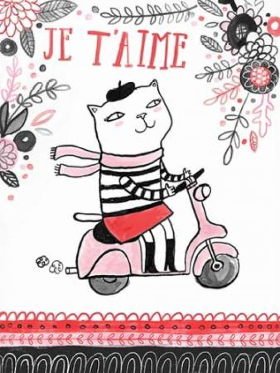 Cats of Paris - Scooter Canvas Art - Lauren Lowen (18 x 24)
