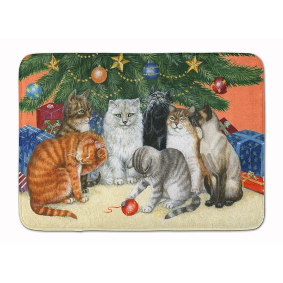 Cats under the Christmas Tree Machine Washable Memory Foam Mat