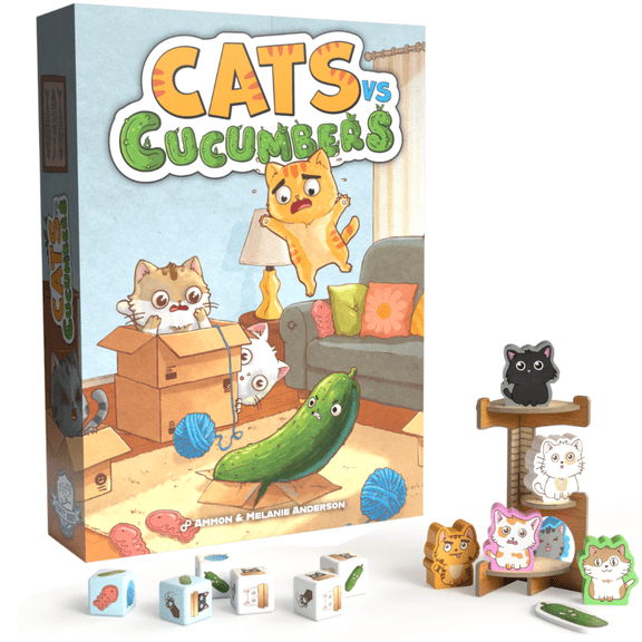 Envy Born Games, Cats vs. Cucumbers Push Your Luck Dice Game for Family, 2-6 Players