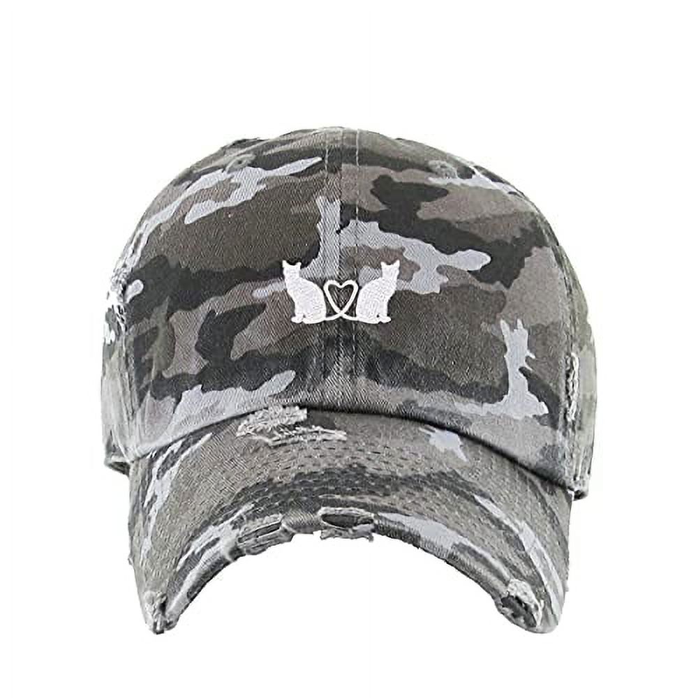 Cats with Heart Vintage Baseball Cap Embroidered Cotton 