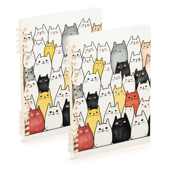 Cats with White Ring Binder Notebook Journey Note Diary College Ruled Spiral Notebook Study Loose Leaf Paper A5 60 Pages