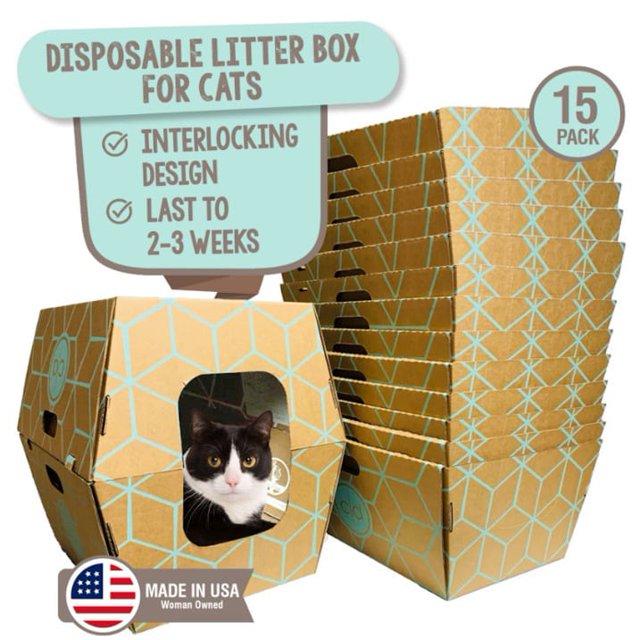 CatsDesire Biodegradable Litter Boxes Disposable 15 piece Patented