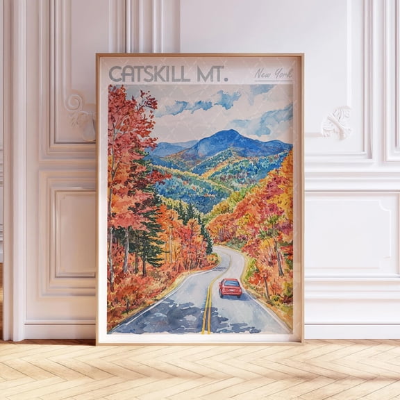 Catskill Mountains New York Pastel Travel Poster, Unframed Size 8x12