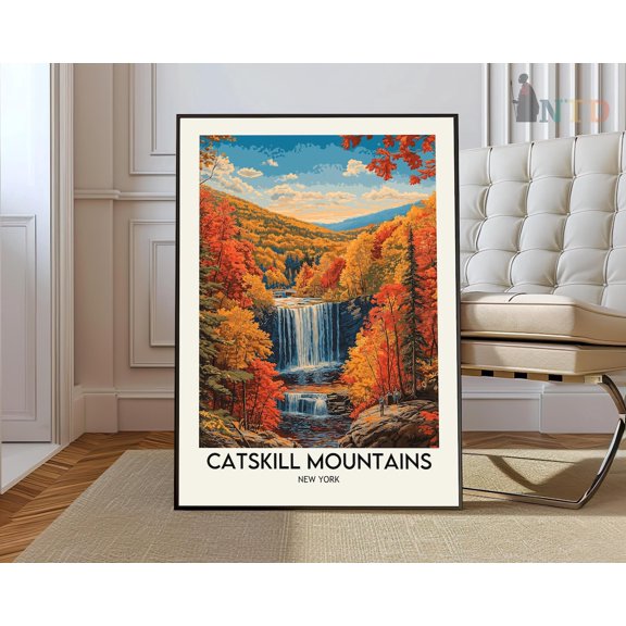 Catskill Mountains New York Travel Poster Wall Art Print, Unframed Paper Poster 8x10in