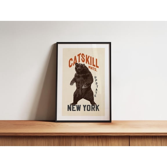Catskill New York Retro Bear Outdoors Poster