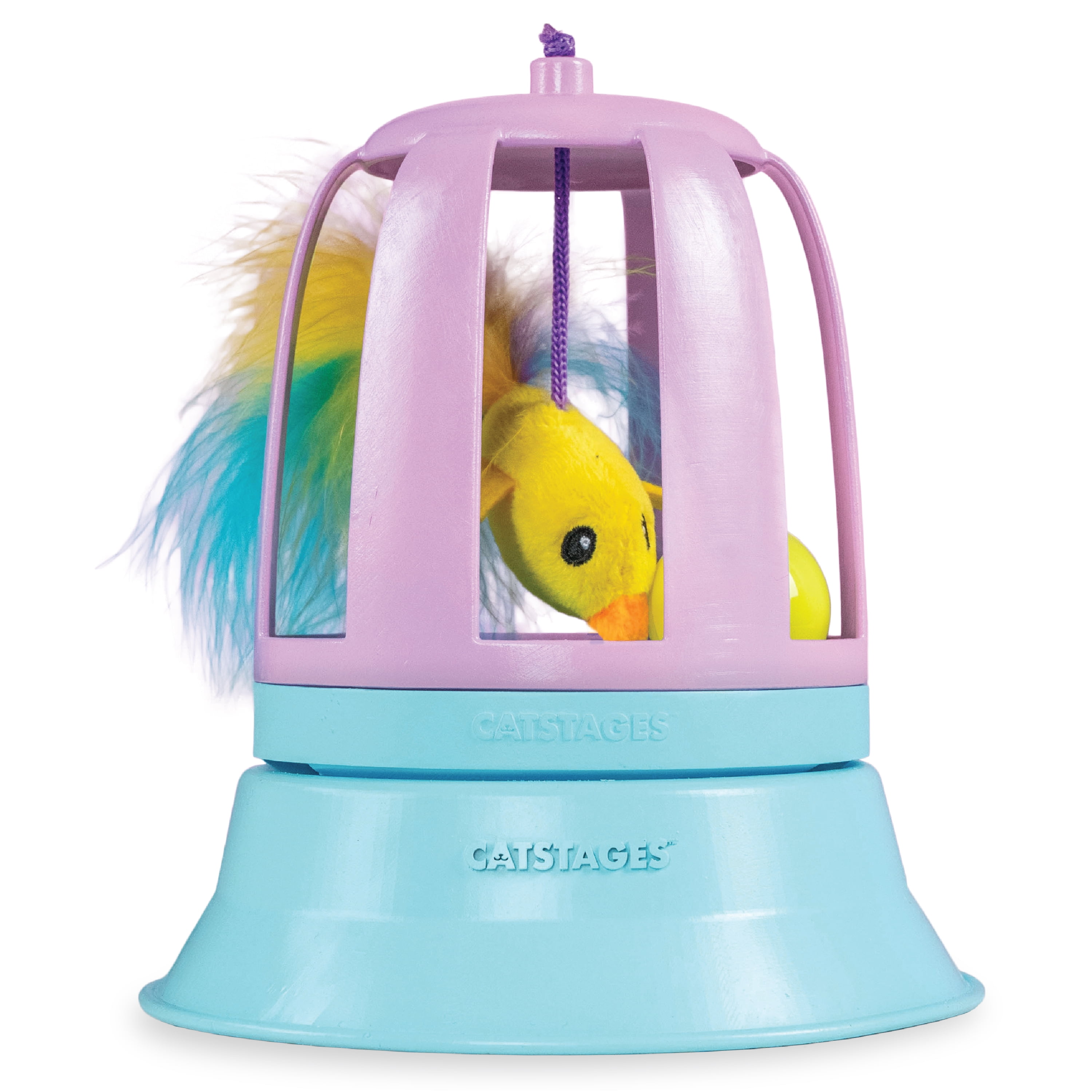 Purple 2-in-1 Chirping Bird Cat Toy with Track
