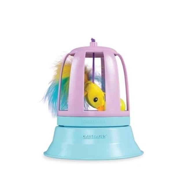 Purple 2-in-1 Chirping Bird Cat Toy with Track